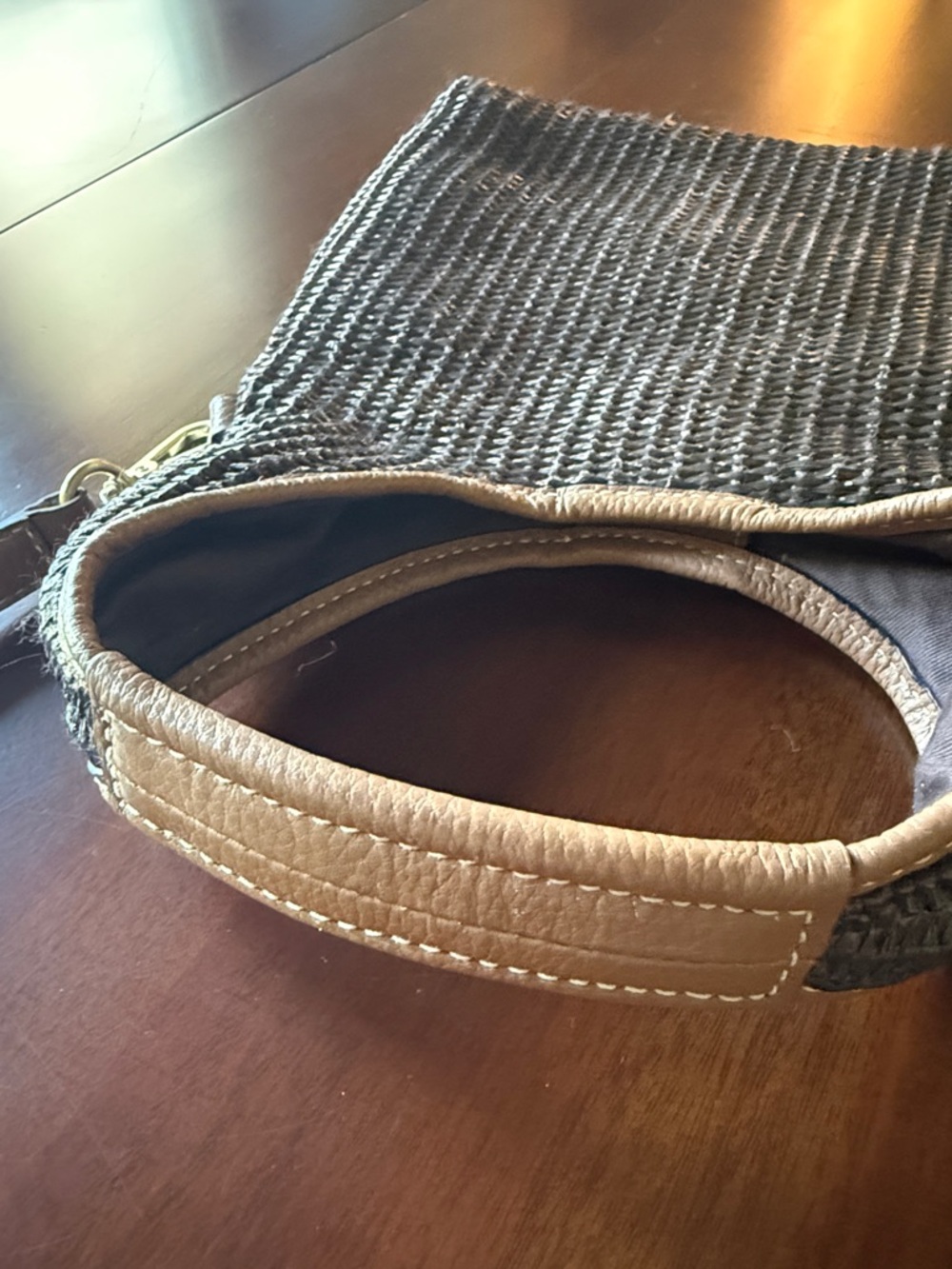 JJIll Woven Brown Shoulder Bag with Adjustable Strap. Cross body or handle. EUC - Picture 14 of 14